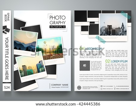 Flyers template vector. Photography brochure report business magazine poster. Cover book postcard minimal portfolio or presentation with picture design. Layout in A4 size.