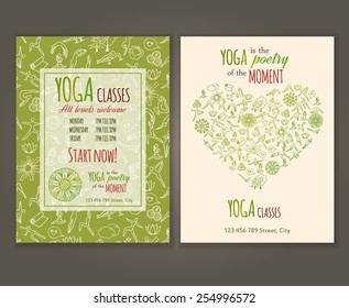 Flyers Template For Yoga Class. Yoga Quote. Yoga Vector Seamless Pattern Is Under Clipping Mask.