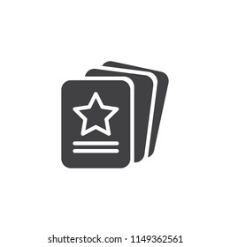 Flyers vector icon. filled flat sign for mobile concept and web design. Brochure with star simple solid icon. Symbol, logo illustration. Pixel perfect vector graphics