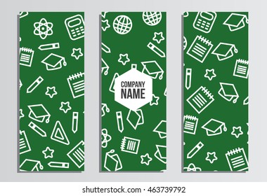 Flyers, Web banner. Back to school background. Branding template with back to school pattern