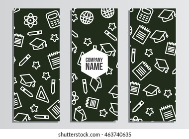 Flyers, Web banner. Back to school background. Branding template with back to school pattern