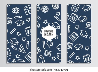 Flyers, Web banner. Back to school background. Branding template with back to school pattern