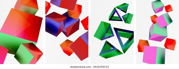 Flying 3d formas, cubos y otros elementos geométricos diseño de fondo para papel de pared, tarjeta de visita, portada, afiche, pancarta, folleto, cabecera, sitio web