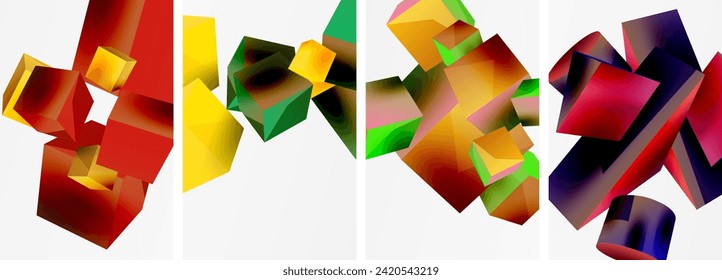 Flying 3d formas, cubos y otros elementos geométricos diseño de fondo para papel de pared, tarjeta de visita, portada, afiche, pancarta, folleto, cabecera, sitio web