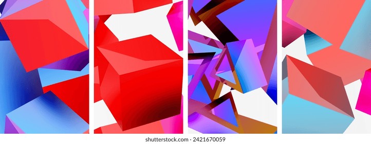 Flying 3d shapes, cubes and other geometric elements background design for wallpaper, business card, cover, poster, banner, brochure, header, website