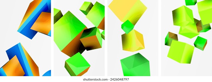 Flying 3d formas, cubos y otros elementos geométricos diseño de fondo para papel pintado, tarjeta de visita, cubierta, póster, banner, folleto, encabezado, sitio web