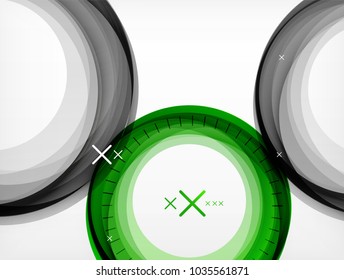 Volando círculos abstractos, fondo geométrico vectorial, burbujas de aire de color, plantilla de banner web, fondo o elementos de presentación de negocios o tecnología, ilustración vectorial