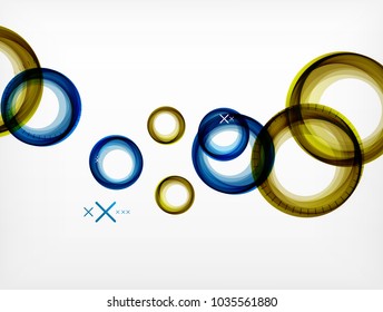 Flying abstract circles, vector geometric background, color air bubbles, web banner template, business or technology presentation background or elements, vector illustration