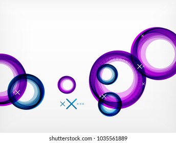 Flying abstract circles, vector geometric background, color air bubbles, web banner template, business or technology presentation background or elements, vector illustration