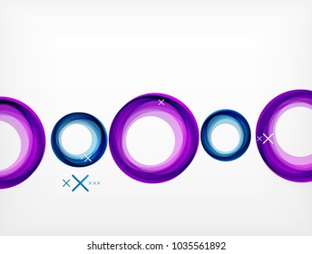 Flying abstract circles, vector geometric background, color air bubbles, web banner template, business or technology presentation background or elements, vector illustration