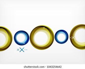 Flying abstract circles, vector geometric background, color air bubbles, web banner template, business or technology presentation background or elements, vector illustration