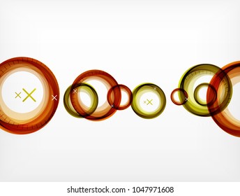 Flying abstract circles, vector geometric background, color air bubbles, web banner template, business or technology presentation background or elements, vector illustration
