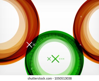 Flying abstract circles, vector geometric background, color air bubbles, web banner template, business or technology presentation background or elements, vector illustration
