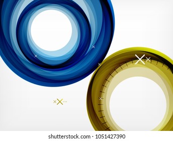 Flying abstrakte Kreise, Vektorgeometrischer Hintergrund, Farbluftblasen, Webbanner-Vorlage, Hintergrund oder Elemente der Geschäfts- oder Technologiepräsentation, Vektorgrafik