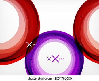 Flying abstract circles, vector geometric background, color air bubbles, web banner template, business or technology presentation background or elements, vector illustration