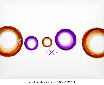 Flying abstract circles, vector geometric background, color air bubbles, web banner template, business or technology presentation background or elements, vector illustration