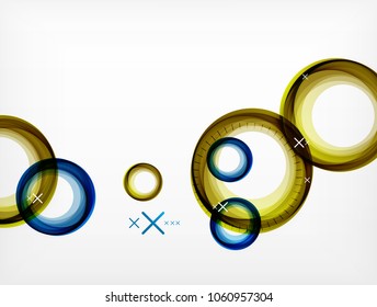 Flying abstract circles, vector geometric background, color air bubbles, web banner template, business or technology presentation background or elements, vector illustration