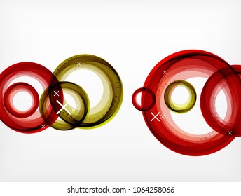 Flying abstract circles, vector geometric background, color air bubbles, web banner template, business or technology presentation background or elements, vector illustration