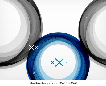 Flying abstract circles, vector geometric background, color air bubbles, web banner template, business or technology presentation background or elements, vector illustration