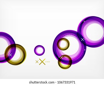Flying abstract circles, vector geometric background, color air bubbles, web banner template, business or technology presentation background or elements, vector illustration