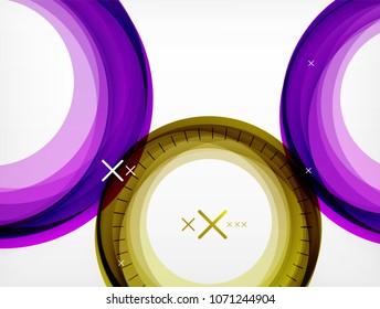 Flying abstract circles, vector geometric background, color air bubbles, web banner template, business or technology presentation background or elements, vector illustration