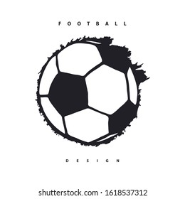 Flying abstract soccer ball on a white background. Hand drawing, drips, element for the design of a sports banner, poster, flyer, business card, print for a T-shirt.