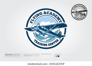 Flying Academy and Training Center Vector Logo Template. The logo is very simple and clean.