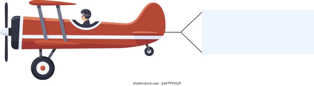 Flying advertising banner pulled by light aircraft in flat style vector illustration. Flying planes and helicopters set with the banners, template for text.