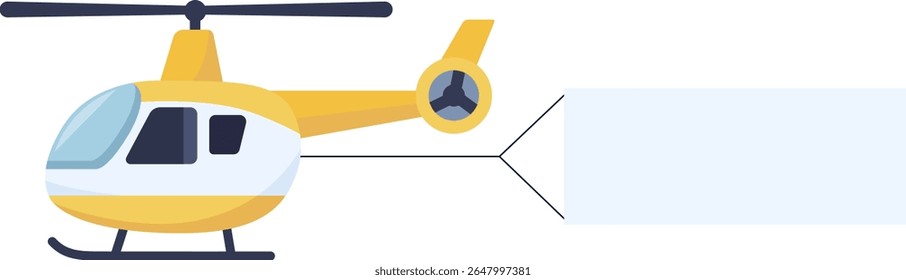 Flying advertising banner pulled by light aircraft in flat style vector illustration. Flying planes and helicopters set with the banners, template for text.