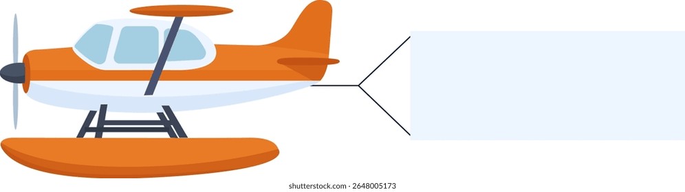 Flying advertising banner pulled by light aircraft in flat style vector illustration. Flying planes and helicopters set with the banners, template for text.