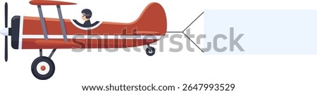 Flying advertising banner pulled by light aircraft in flat style vector illustration. Flying planes and helicopters set with the banners, template for text.