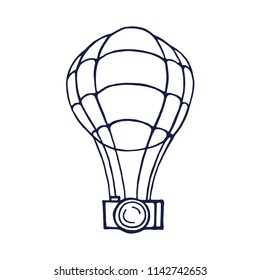 Flying aerostat with camera. Vector illustration for your design.