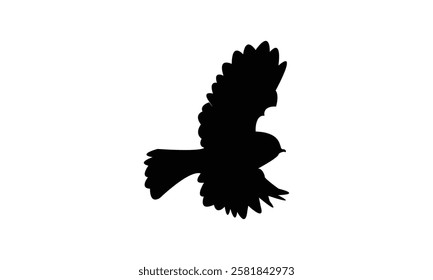 Flying African Blue Tit bird Silhouette Design  And Vector Illustration. 