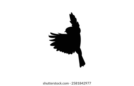 Flying African Blue Tit bird Silhouette Design  And Vector Illustration. 