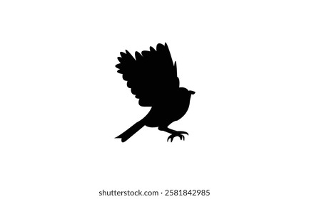 Flying African Blue Tit bird Silhouette Design  And Vector Illustration. 