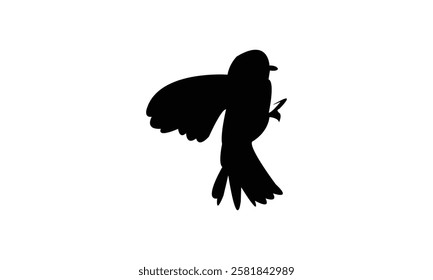 Flying African Blue Tit bird Silhouette Design  And Vector Illustration. 