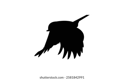 Flying African Blue Tit bird Silhouette Design  And Vector Illustration. 