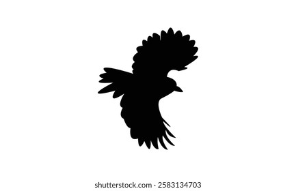 Flying African Chaffinch bird Silhouette Design  And Vector Illustration. 