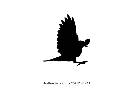 Flying African Chaffinch bird Silhouette Design  And Vector Illustration. 