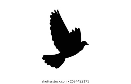 Flying African collared dove bird Silhouette Design  And Vector Illustration. 