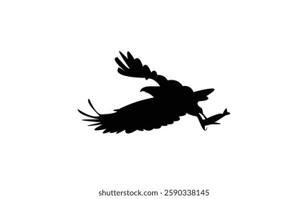 Flying African fish eagle bird Silhouette Design  And Vector Illustration. 
