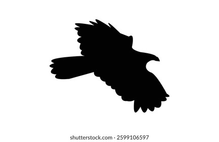 Flying African harrier hawk bird Silhouette Design  And Vector Illustration. 