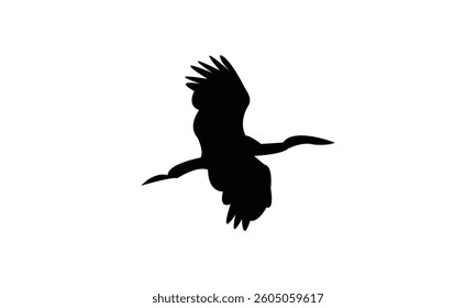 Flying African openbill bird Silhouette Design  And Vector Illustration. 