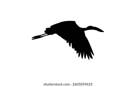 Flying African openbill bird Silhouette Design  And Vector Illustration. 