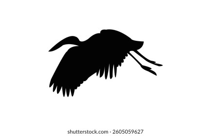 Flying African openbill bird Silhouette Design  And Vector Illustration. 