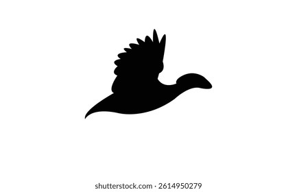 Flying African pygmy goose bird Silhouette Design  And Vector Illustration. 