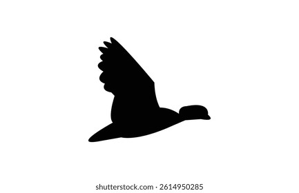 Flying African pygmy goose bird Silhouette Design  And Vector Illustration. 