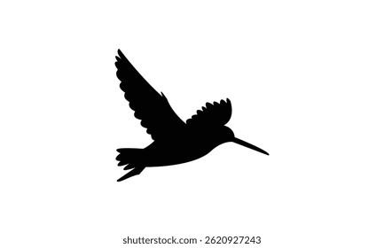 Flying African snipe bird Silhouette Design  And Vector Illustration. 