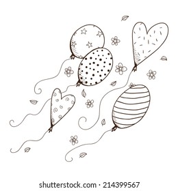 Flying air balloons. Eps 10 vector illustration
