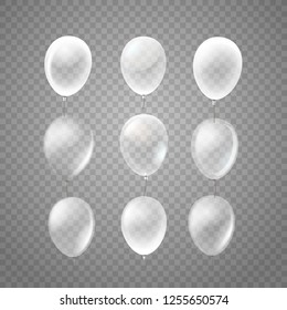 Flying air balloons isolated on tranparent background. Vector set